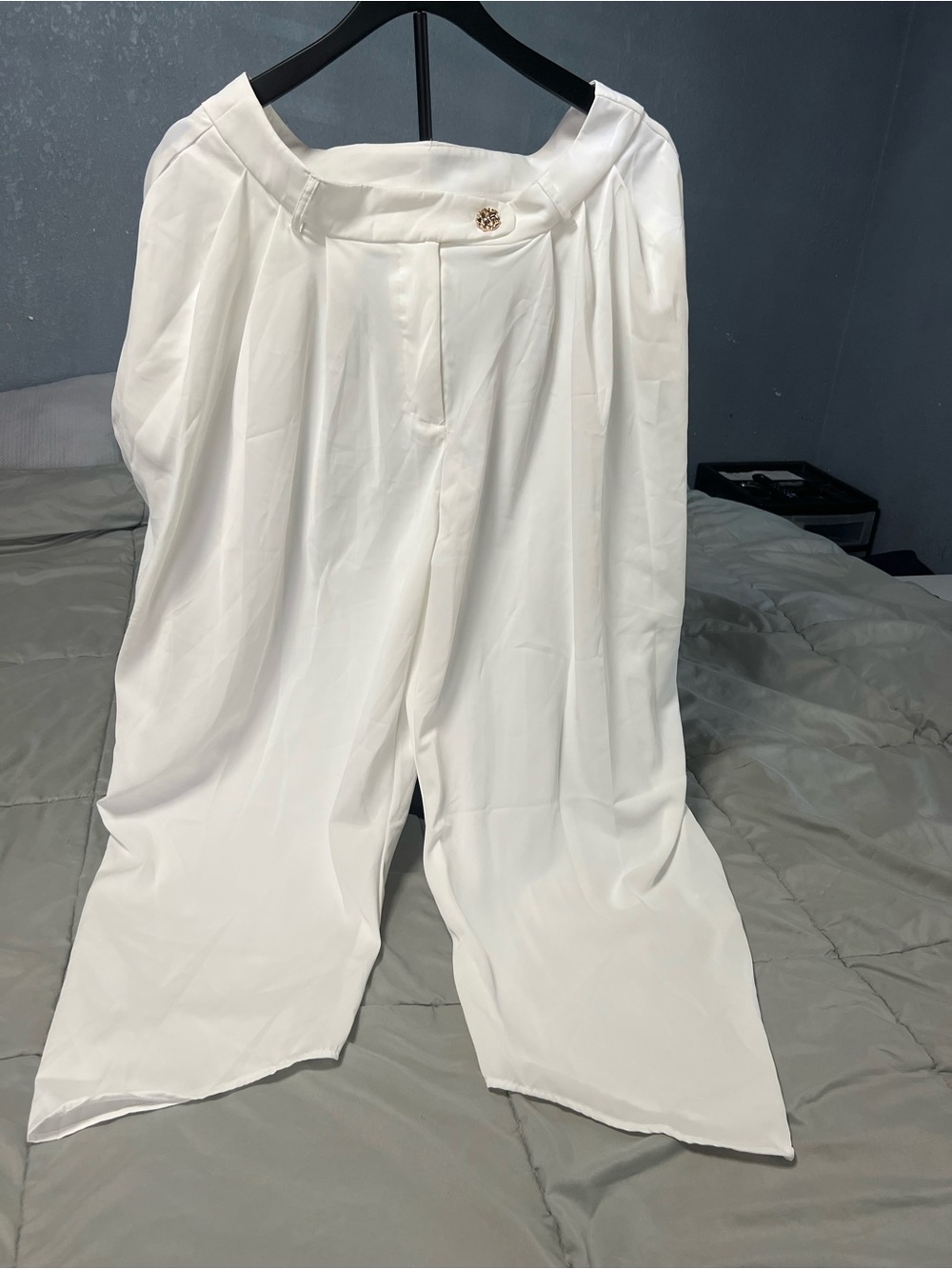 White Wide-Leg Pleated women’s Pants